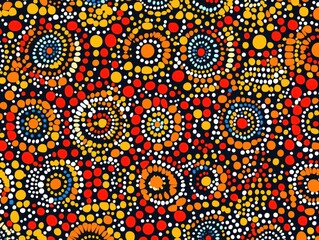 A colorful pattern of circles and dots