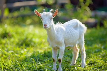 Obraz premium goat stands on meadow