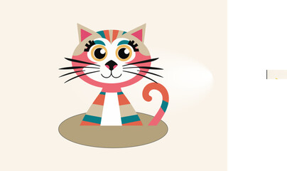 Fototapeta premium Cat flat vector cartoon style illustration