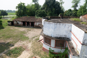 Jaunpur , India -9 October 2024 View of old brick village house at Devpur village in Jaunpur Uttar...