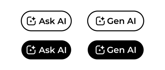 AI generate image icon set. Artificial Intelligence Button. Web App or Online Tool