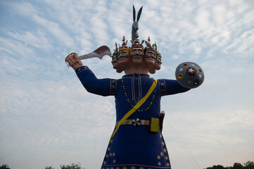 Katni , India - 12 October 2024 A huge effigy of Ravana during Ravana Dahan at Kymore in Katni Madhya Pradesh India