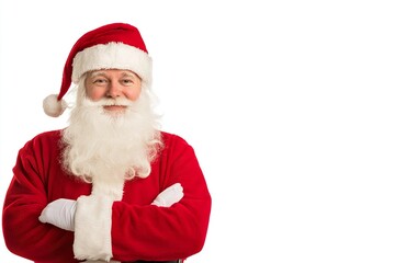 Half-length image of Santa Claus in his suit, isolated on white background.