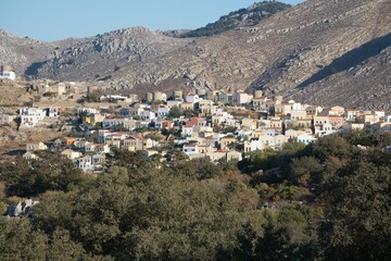 Obraz premium Traditional village in rocky mountains.