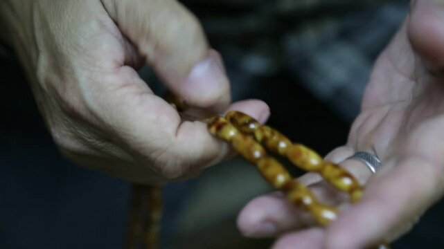 Muslim Man With Prayer Beads, Erbil, Kurdistan, Iraq