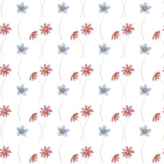 Seamless floral pattern, watercolor background with flowers. Repeat fabric wallpaper print texture. Perfectly for wrapped paper, backdrop.