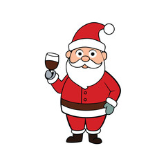 Santa Claus holding a glass of red wine 