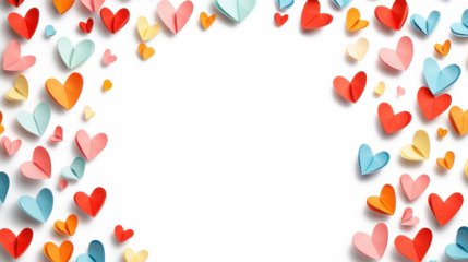 Colorful Paper Hearts Frame - Romantic Background