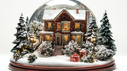Snow globe with a festive house scene