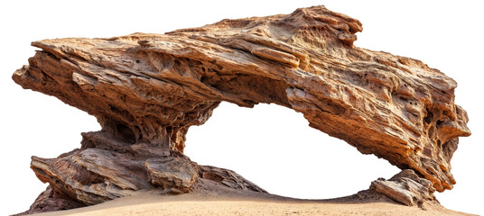 Natural Rock Arch Formation with Rough Textures and Erosion Patterns on Transparent Background for Desert Landscapes, Geology, and Outdoor Nature Designs