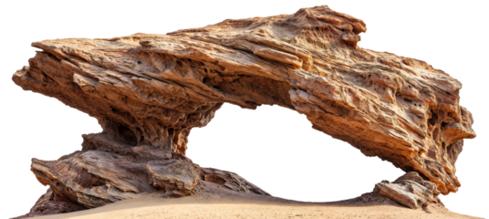 Natural Rock Arch Formation with Rough Textures and Erosion Patterns on Transparent Background for Desert Landscapes, Geology, and Outdoor Nature Designs