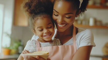 Obraz premium A woman is holding a child and smiling