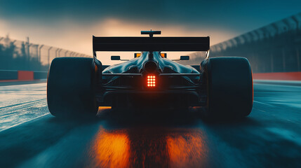 Rear View of Formula 1 Car Launching off the Grid