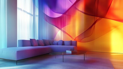 Modern living room with colorful decor