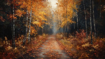 Obraz premium Autumn trail through woods