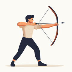 A man practicing shooting a bow and arrow