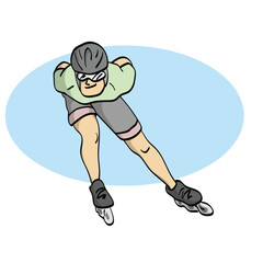 Roller blade player illustration vector isolated on white background