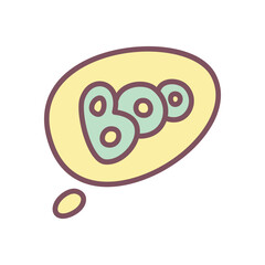 Cute boo lettering. Hand drawn illustration of a speech bubble with 