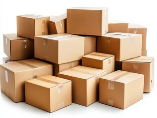 A stack of cardboard boxes ready for shipping and storage in a bright indoor environment