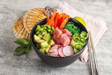 Hawaiian cuisine - poke with tuna and rice