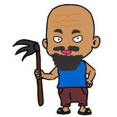 Obraz premium cartoon farmer with a hat