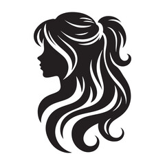 Beautiful, girl face vector, girl hairstyle, hairstyle vector, Silhouette Vector Illustration on White Background
