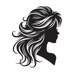 Beautiful, girl face vector, girl hairstyle, hairstyle vector, Silhouette Vector Illustration on White Background