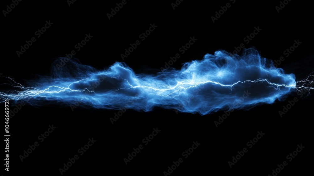 Aufkleber a vivid depiction of blue lightning-like effects against a black background, creating a dramatic and