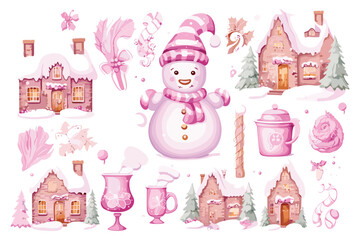 Pink Christmas Sublimation Clipart vector