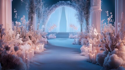 Enchanting Wedding Planning Service with Blended Virtual and Physical Elements Ethereal Lighting and Romantic Pastel Palette