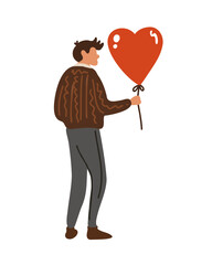 Man with a red heart balloon,