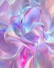 Obraz premium Mesmerizing Morphing 3D Forms in Iridescent Kinetic Art with Dreamlike Cloud Environment