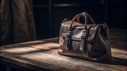 Elegant brown leather handbag, featuring a stylish handle and a spacious compartment, perfect for carrying essentials in style