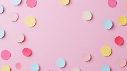 Photo of, Pink background with pastel circles and dots for design, banner template