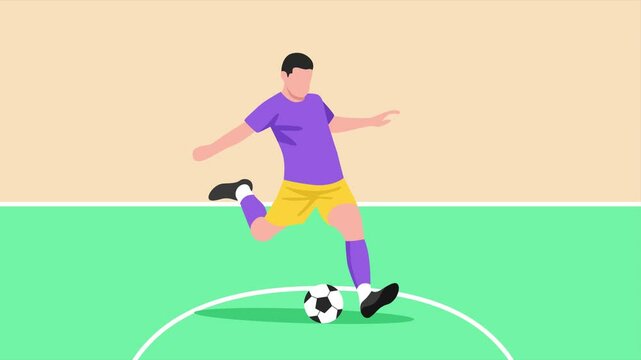Animated video Futsal sports. Sports concept. Full length animation illustration. High quality 4k footage