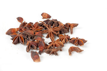 badian isolated on white background. star anise in studio 