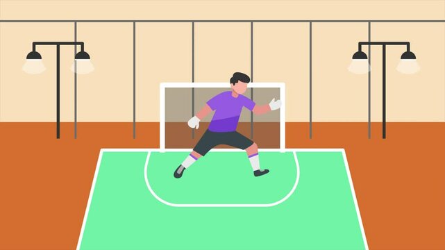 Animated video Futsal sports. Sports concept. Full length animation illustration. High quality 4k footage