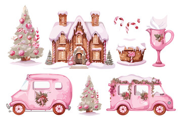 Obraz premium Pink Christmas Sublimation Clipart vector