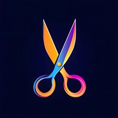 Colorful Barber Scissors Cutting Tool Cut shears Logo Symbol 