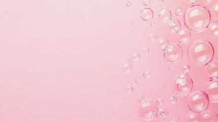 Photo of, Pink background with scattered bubbles for design, banner template