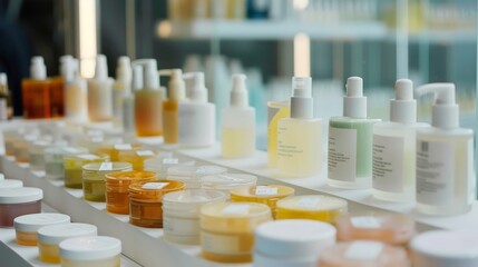 Eco-Friendly Cosmetics Lab, a vibrant workspace where scientists collaborate to create sustainable beauty products, testing groundbreaking formulas for a greener future