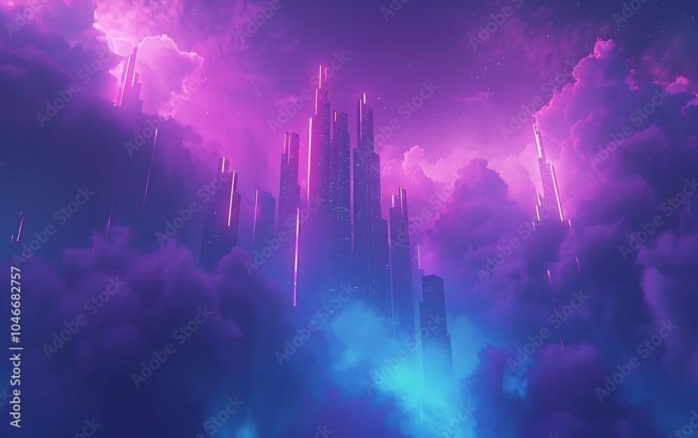 Aufkleber towering industrial structure in futuristic city refining raw energy with advanced technology