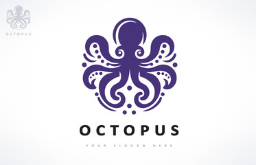 Octopus animal logo. Underwater design