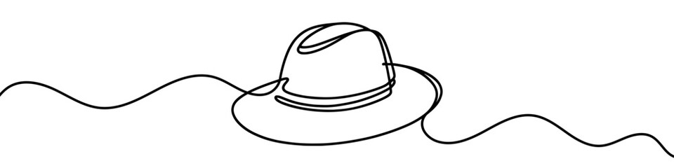 Continuous line is creating a stylish hat in this minimalist vector illustration
