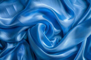 Fototapeta premium Image of Blue silk fabric drapery material. Texture for background usage