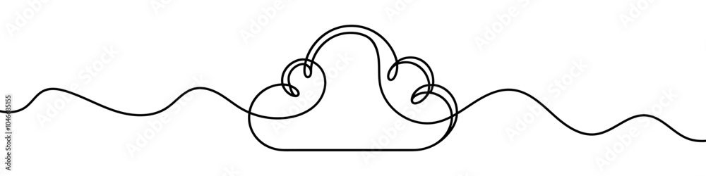 Wall mural continuous line drawing of cloud. one line drawn cloud. vector illustration. cloud icon in one line.