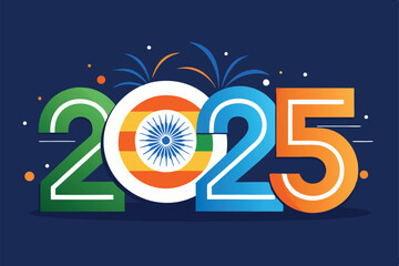 2025 India Happy New Year Vector Template
