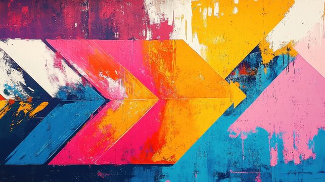 Abstract pop art arrows in vibrant hues