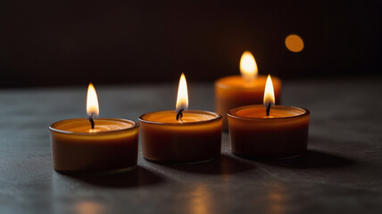 Cozy atmosphere of burning candles, Lighting candles in honor of Diwali 