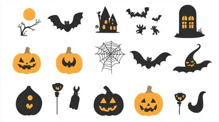 Halloween Themed icons, white background